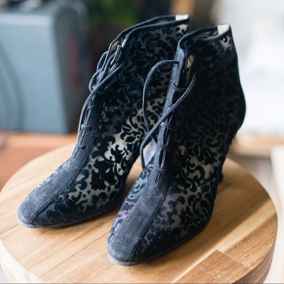 Yves Saint Laurent Burnout Velvet Paisley Booties - Picture 7 of 7
